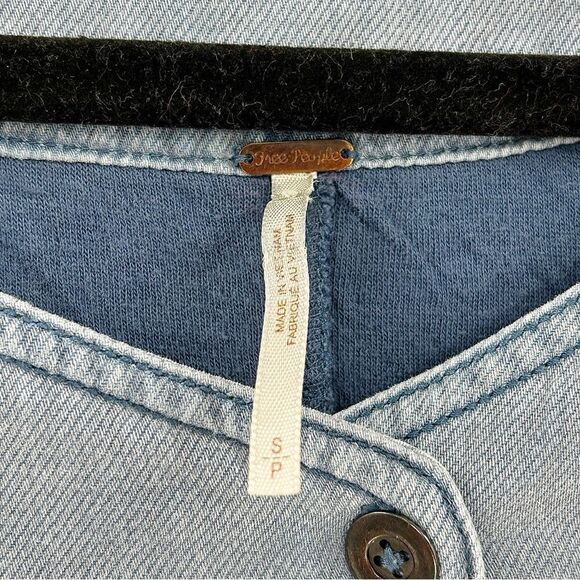 Free People Seeking Heart Mini Dress Soft Ocean Blue Button Up Dress Size Small - Picture 2 of 16